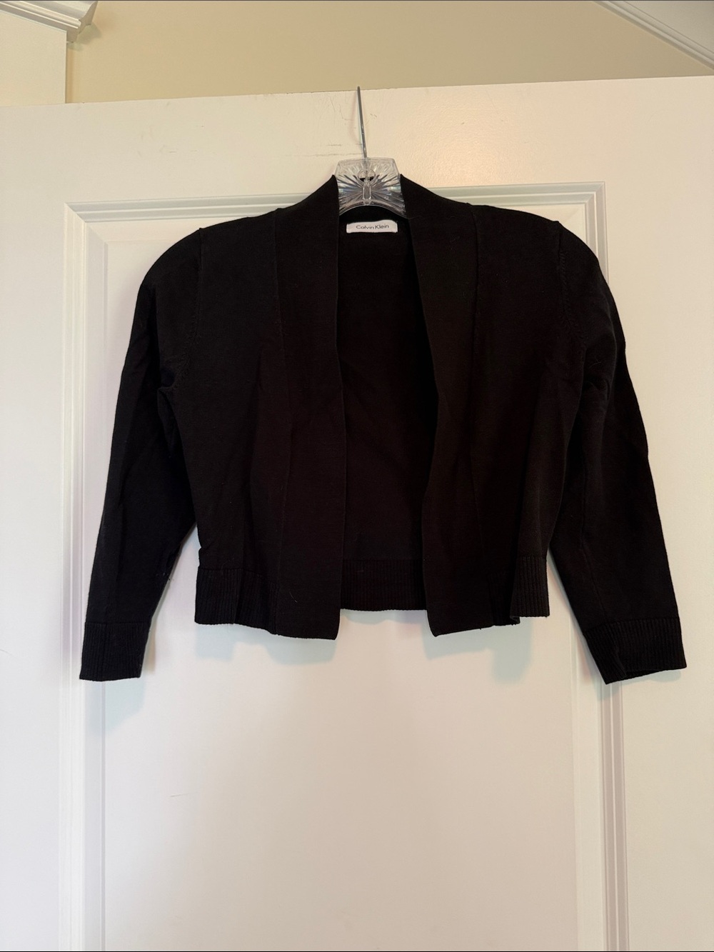 Calvin Klein Black Cropped Bolero style Open-Front Cardigan Sz S
